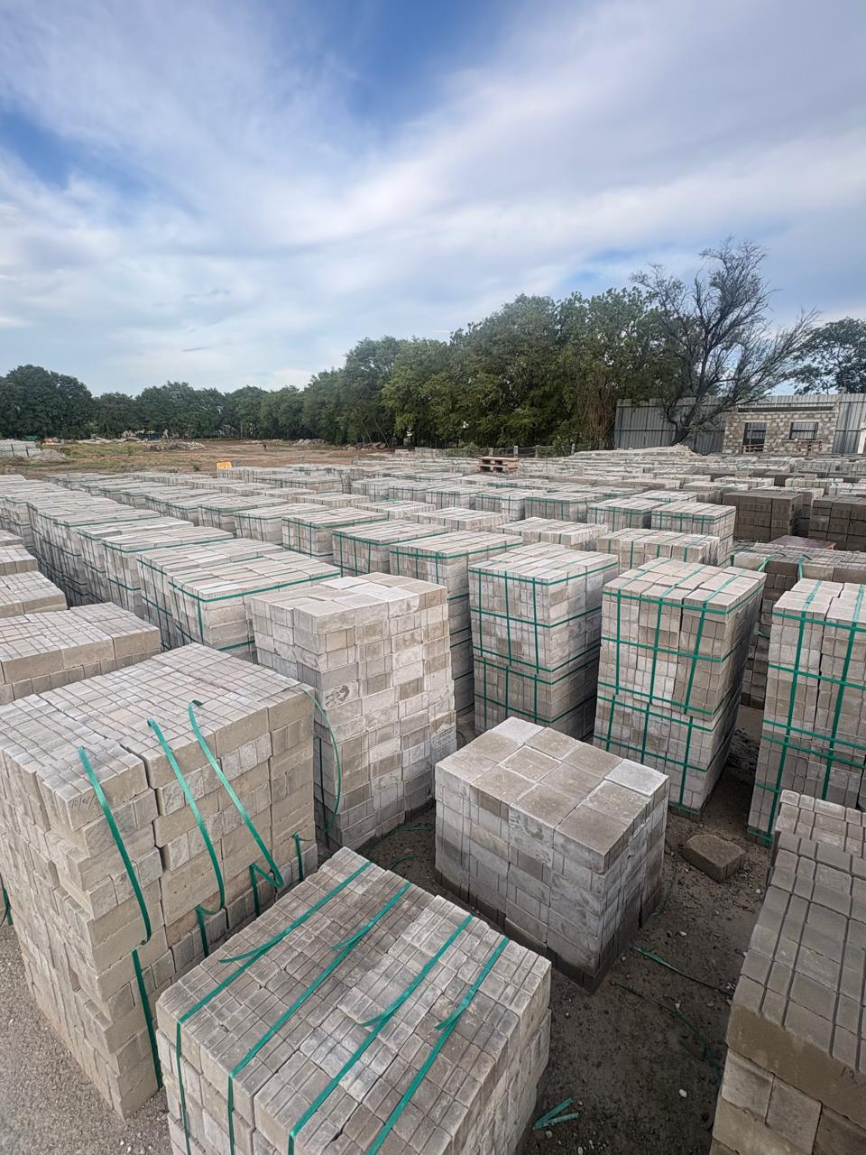 Uniform fly ash bricks close up