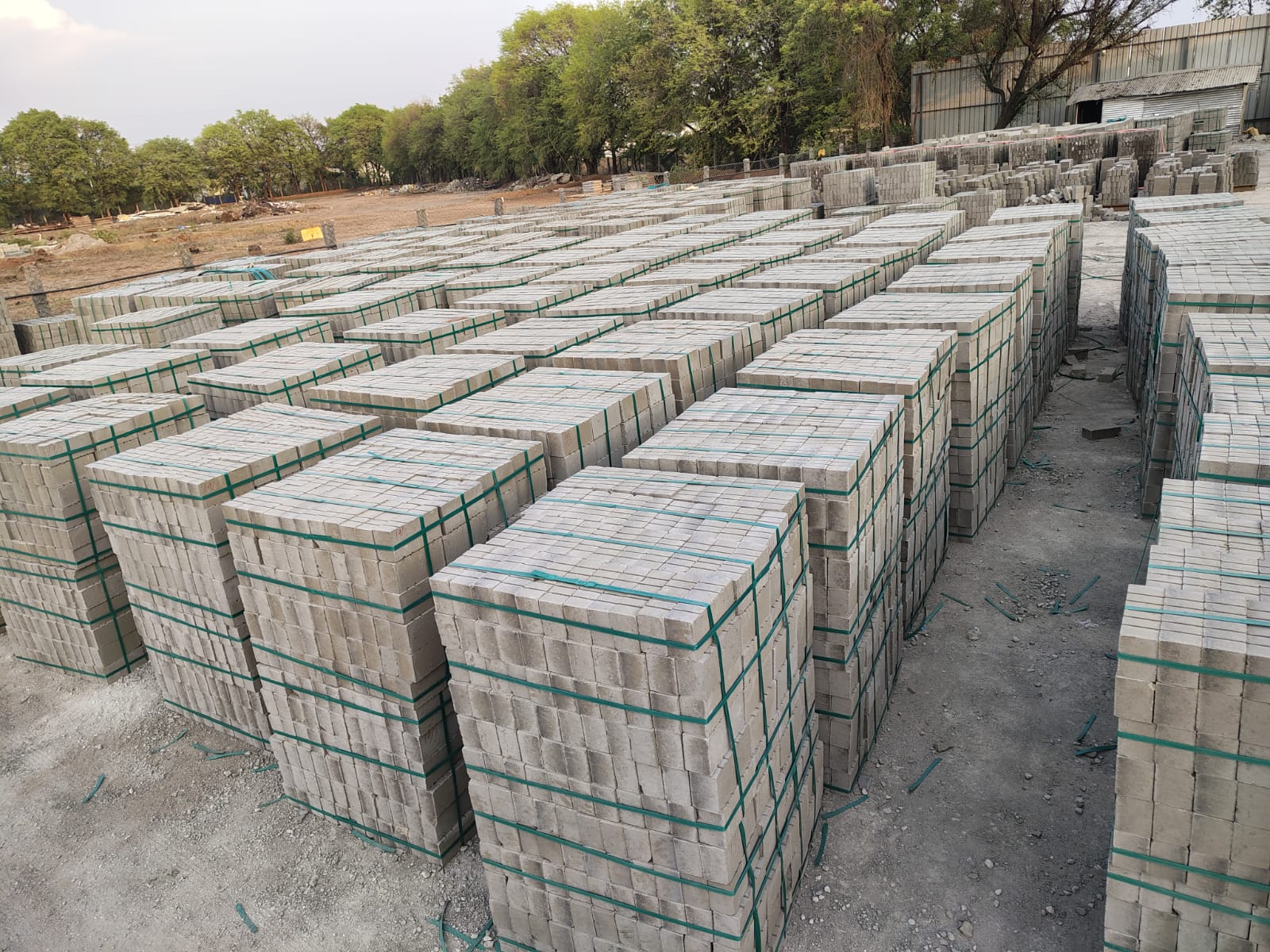 Factory yard storage of bricks